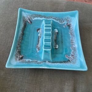 Turquoise Ceramic Ashtray vintage